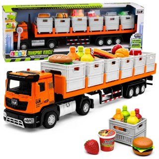 LEAN Toys Ciężarówka Transportowa Na Baterie Produkty Spożywcze Pomarańczowa 1:40