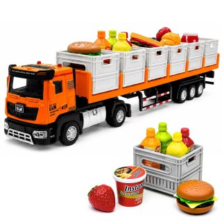 LEAN Toys Ciężarówka Transportowa Na Baterie Produkty Spożywcze Pomarańczowa 1:40