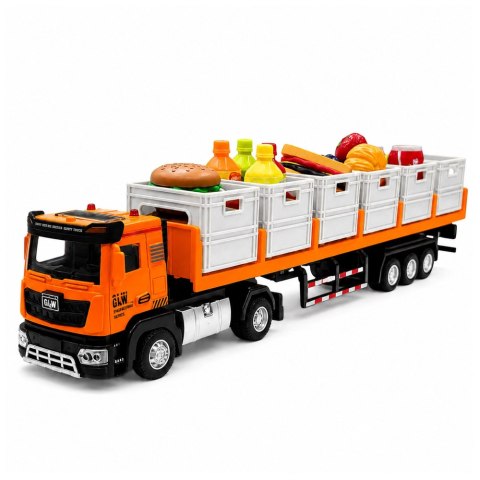 LEAN Toys Ciężarówka Transportowa Na Baterie Produkty Spożywcze Pomarańczowa 1:40