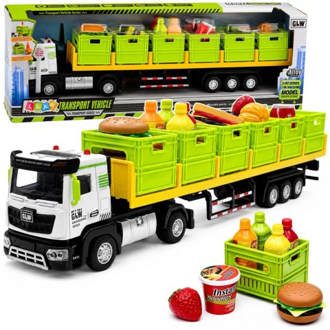 LEAN Toys Ciężarówka Transportowa Z Produktami Spożywczymi Na Baterie Zielona 1:40