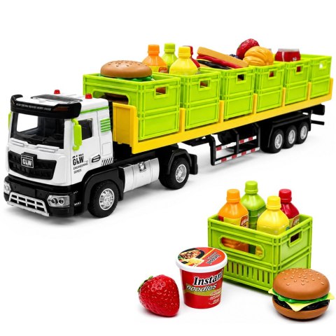 LEAN Toys Ciężarówka Transportowa Z Produktami Spożywczymi Na Baterie Zielona 1:40