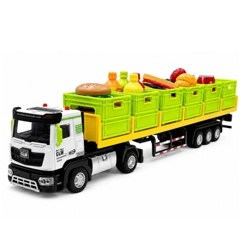 LEAN Toys Ciężarówka Transportowa Z Produktami Spożywczymi Na Baterie Zielona 1:40