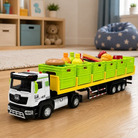 LEAN Toys Ciężarówka Transportowa Z Produktami Spożywczymi Na Baterie Zielona 1:40