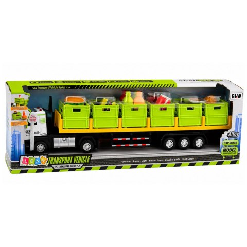 LEAN Toys Ciężarówka Transportowa Z Produktami Spożywczymi Na Baterie Zielona 1:40