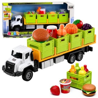 LEAN Toys Ciężarówka Transportowa Z Produktami Spożywczymi Zielona 1:55