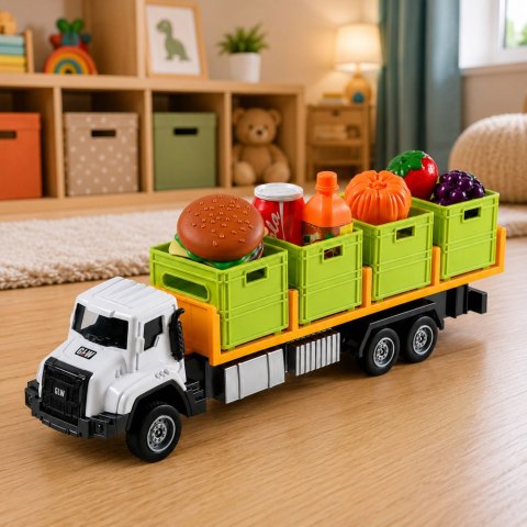 LEAN Toys Ciężarówka Transportowa Z Produktami Spożywczymi Zielona 1:55