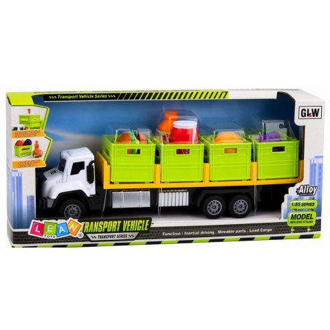 LEAN Toys Ciężarówka Transportowa Z Produktami Spożywczymi Zielona 1:55