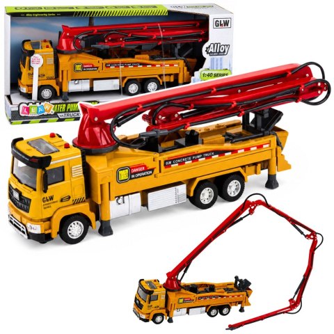LEAN Toys Ciężarówka z Pompą Do Betonu Napęd Światła Dźwięki Woda 1:40