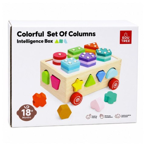 LEAN Toys Drewniany Sorter Edukacyjny Na Kółkach Montessori Układanka Kształty Liczby