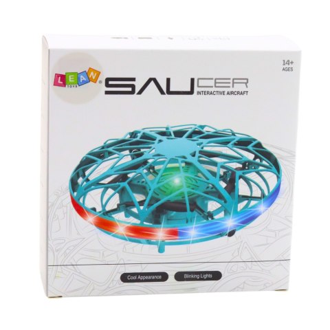 LEAN Toys Dron UFO Sterowany Ręką RC Światła LED Turkusowy