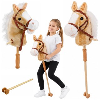 LEAN Toys Hobby Horse Koń Na Kiju Głowa Konia Dźwięki Galopu Rżenia Beżowy 100 cm