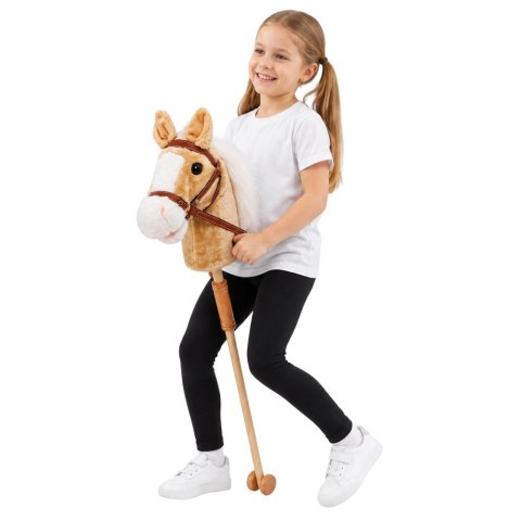 LEAN Toys Hobby Horse Koń Na Kiju Głowa Konia Dźwięki Galopu Rżenia Beżowy 100 cm