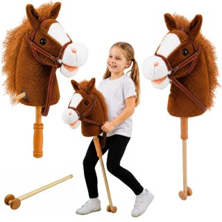 LEAN Toys Hobby Horse Koń Na Kiju Głowa Konia Dźwięki Galopu Rżenia Brązowy 100 cm