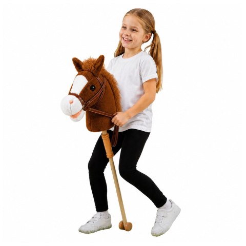 LEAN Toys Hobby Horse Koń Na Kiju Głowa Konia Dźwięki Galopu Rżenia Brązowy 100 cm