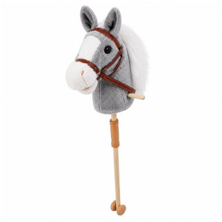 LEAN Toys Hobby Horse Koń Na Kiju Głowa Konia Dźwięki Galopu Rżenia Szary 100 cm