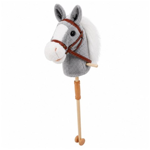 LEAN Toys Hobby Horse Koń Na Kiju Głowa Konia Dźwięki Galopu Rżenia Szary 100 cm