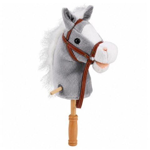 LEAN Toys Hobby Horse Koń Na Kiju Głowa Konia Dźwięki Galopu Rżenia Szary 100 cm