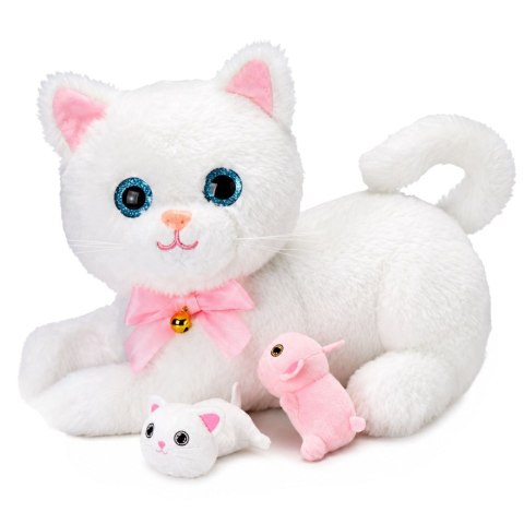 LEAN Toys Interaktywny Kotek z Butelką i Małymi Dźwięki Melodie Nagrywanie Biały