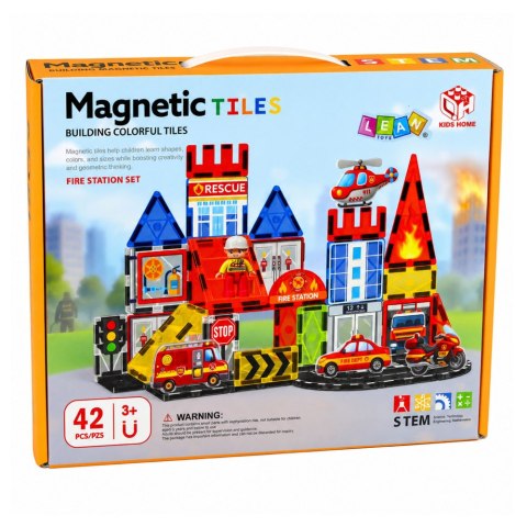 LEAN Toys Klocki Magnetyczne Konstrukcyjne Baza Strażacka Straż Pożarna 42 el.