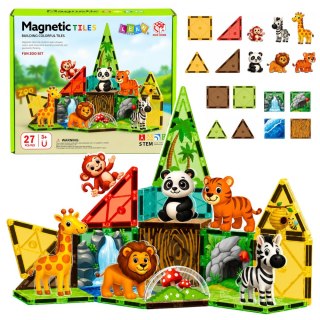 LEAN Toys Klocki Magnetyczne Konstrukcyjne Dzikie Zwierzęta Dżungla ZOO 27 el.