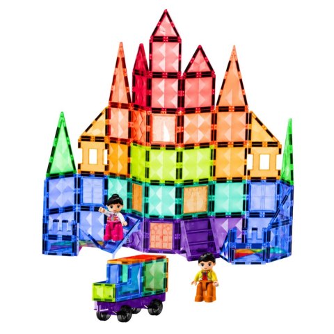 LEAN Toys Klocki Magnetyczne Konstrukcyjne Panele 3D Kreatywne STEM Kolorowe 100 el.