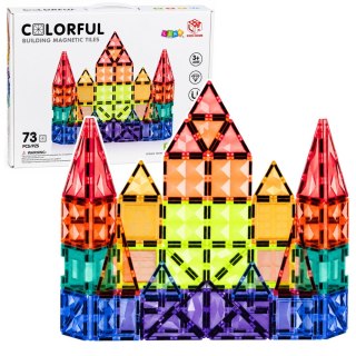 LEAN Toys Klocki Magnetyczne Konstrukcyjne Panele 3D Kreatywne STEM Kolorowe 73 el.