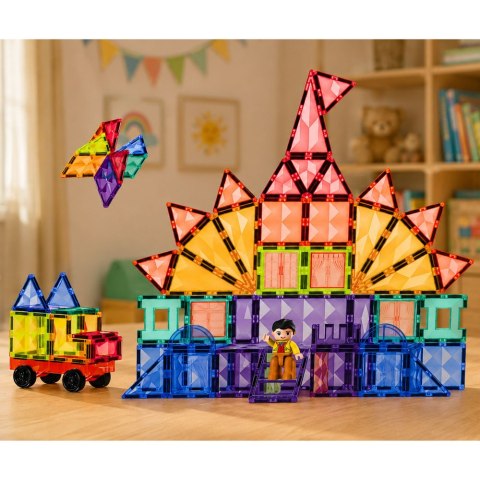 LEAN Toys Klocki Magnetyczne Konstrukcyjne Panele 3D Kreatywne STEM Kolorowe 85 el.