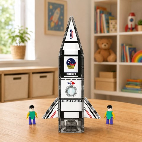 LEAN Toys Klocki Magnetyczne Konstrukcyjne Rakieta Kosmiczna Figurki 26 el.