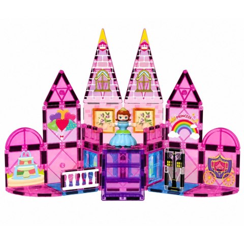 LEAN Toys Klocki Magnetyczne Konstrukcyjne Zamek Księżniczki Różowe 38 el.