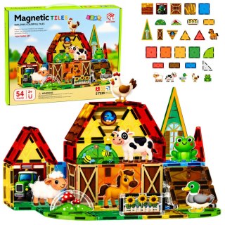 LEAN Toys Klocki Magnetyczne Konstrukcyjne Zwierzęta Domowe Gospodarskie Farma 54 el.