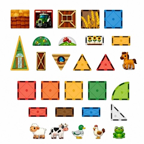 LEAN Toys Klocki Magnetyczne Konstrukcyjne Zwierzęta Domowe Gospodarskie Farma 54 el.