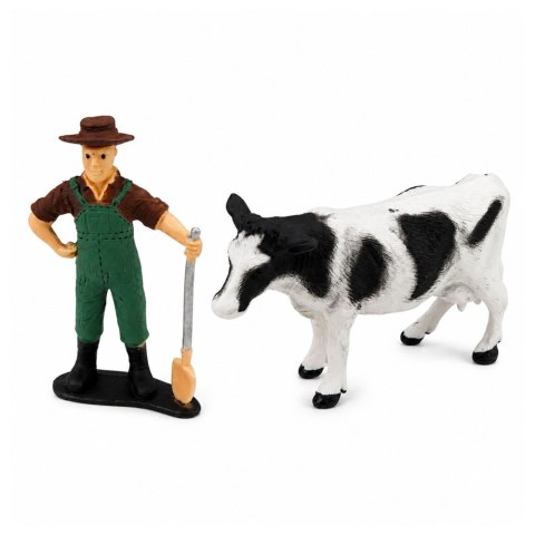 LEAN Toys Kombajn z Cysterną Na Mleko Figurki Krowa Rolnik Światła Dźwięki 4 el.