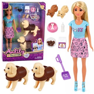 LEAN Toys Lalka Anlily z Dużymi Psami Akcesoria Do Pielęgnacji Zwierząt Zestaw