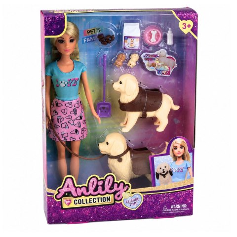 LEAN Toys Lalka Anlily z Dużymi Psami Akcesoria Do Pielęgnacji Zwierząt Zestaw