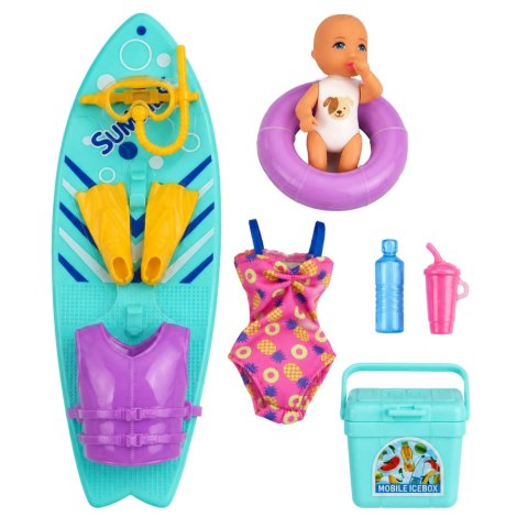 LEAN Toys Lalki Anlily Rodzina Surferzy Dzieci Akcesoria Wakacyjne Wodne Zestaw