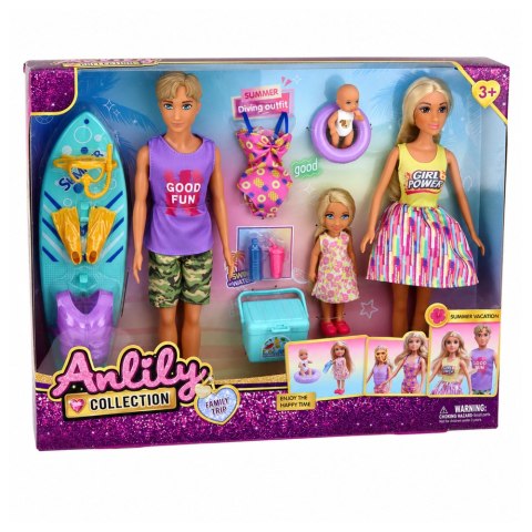 LEAN Toys Lalki Anlily Rodzina Surferzy Dzieci Akcesoria Wakacyjne Wodne Zestaw