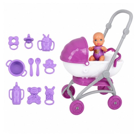 LEAN Toys Lalki Anlily W Ciąży Rodzina Niemowlak Dziecko Wózek Akcesoria