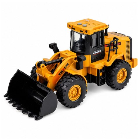 LEAN Toys Pojazd Budowlany Koparka Z Ruchomą Łyżką Światła Dźwięki Żółta 1:43