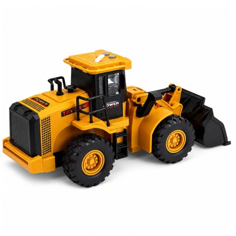LEAN Toys Pojazd Budowlany Koparka Z Ruchomą Łyżką Światła Dźwięki Żółta 1:43