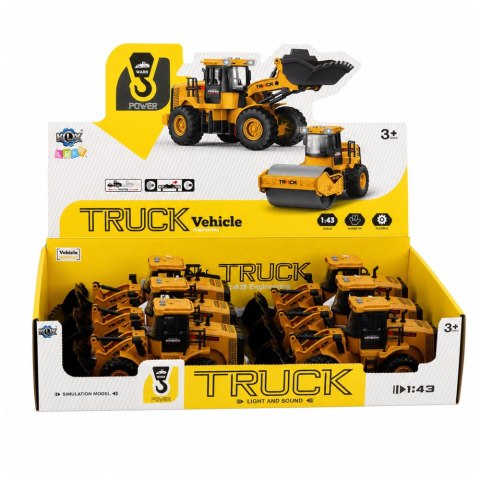 LEAN Toys Pojazd Budowlany Koparka Z Ruchomą Łyżką Światła Dźwięki Żółta 1:43