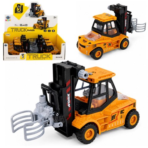 LEAN Toys Pojazd Budowlany Wózek Z Regulowanym Chwytakiem Światła Dźwięki Żółta 1:43