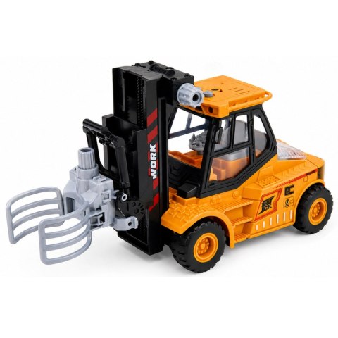 LEAN Toys Pojazd Budowlany Wózek Z Regulowanym Chwytakiem Światła Dźwięki Żółta 1:43