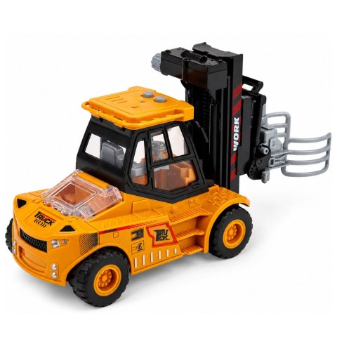 LEAN Toys Pojazd Budowlany Wózek Z Regulowanym Chwytakiem Światła Dźwięki Żółta 1:43