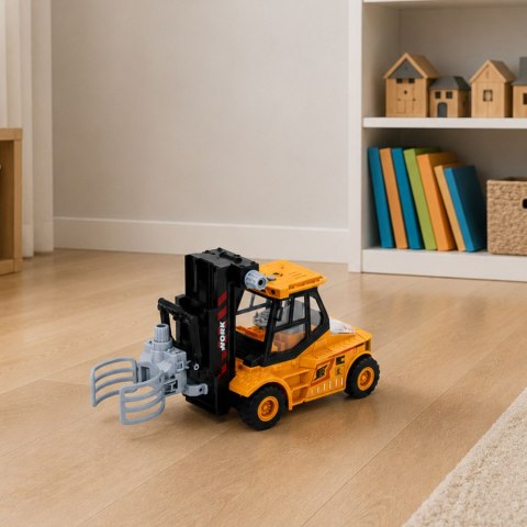 LEAN Toys Pojazd Budowlany Wózek Z Regulowanym Chwytakiem Światła Dźwięki Żółta 1:43