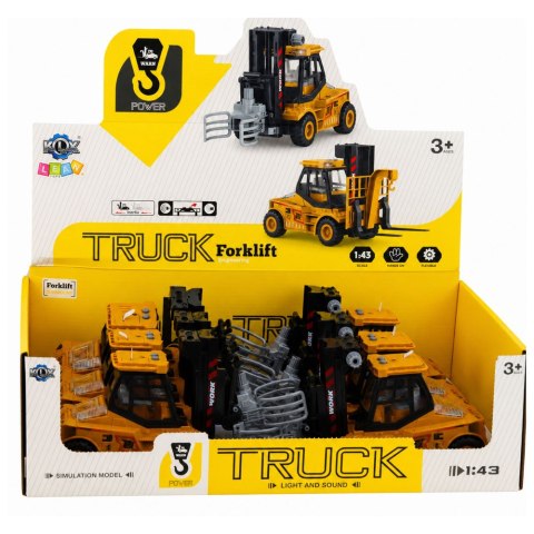 LEAN Toys Pojazd Budowlany Wózek Z Regulowanym Chwytakiem Światła Dźwięki Żółta 1:43