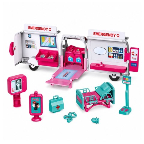LEAN Toys Rozkładany Ambulans Dla Lalek Szpital Mini Laleczka Akcesoria 11 el.