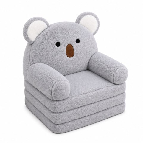 LEAN Toys Rozkładany Fotel Sofa Leżanka Koala 2W1 Dla Dzieci Miękki Pluszowy Szary