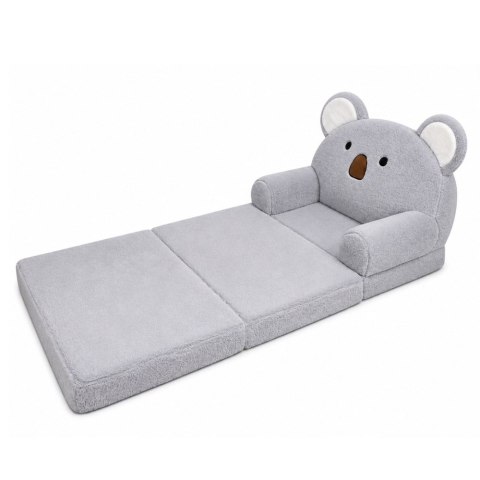 LEAN Toys Rozkładany Fotel Sofa Leżanka Koala 2W1 Dla Dzieci Miękki Pluszowy Szary
