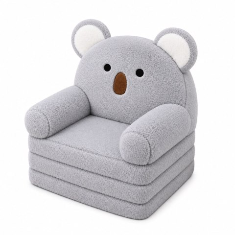 LEAN Toys Rozkładany Fotel Sofa Leżanka Koala 2W1 Dla Dzieci Miękki Pluszowy Szary