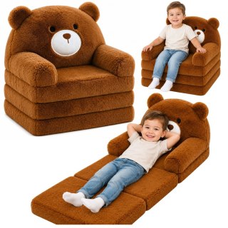 LEAN Toys Rozkładany Fotel Sofa Leżanka Miś 2W1 Dla Dzieci Miękki Pluszowy Brązowy
